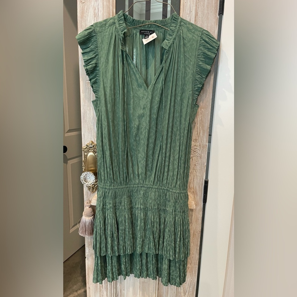 Current Air Green Pleated Midi Dress